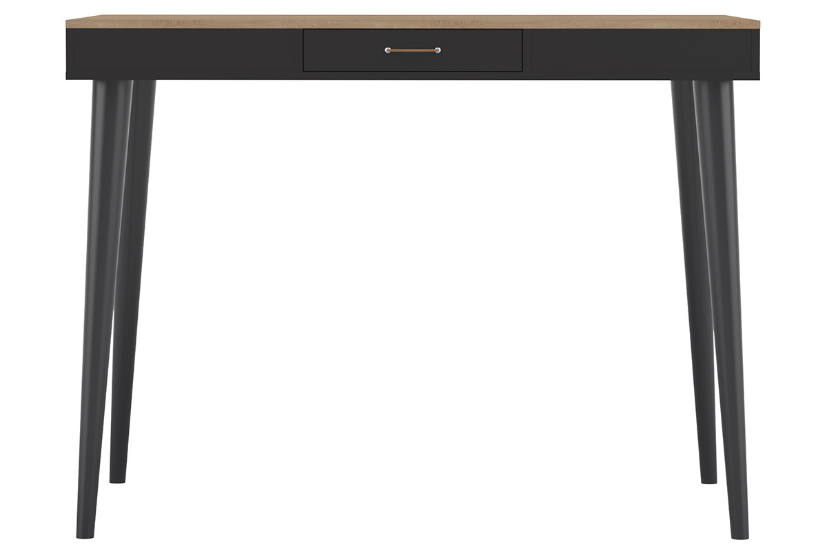 Table haute scandinave noir et bois STRIPE