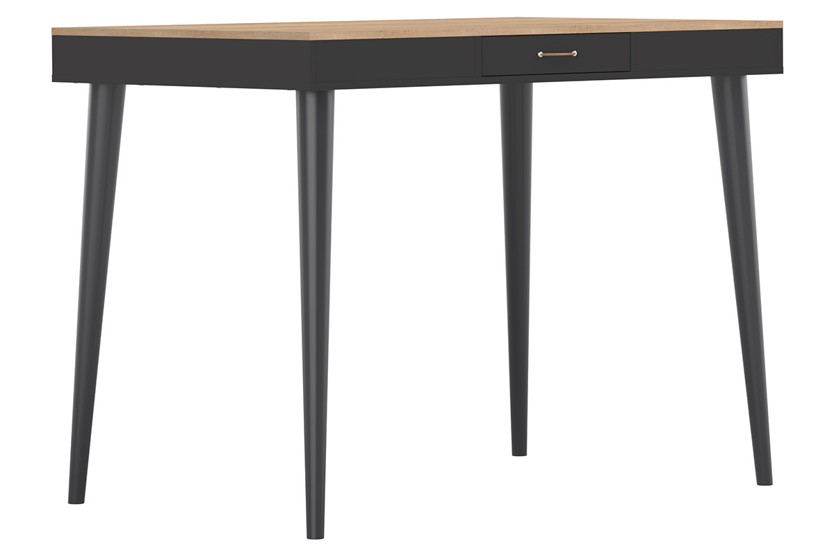 Table haute scandinave noir et bois STRIPE