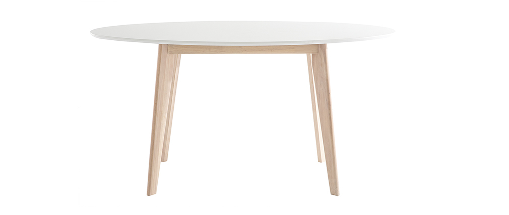 Table ovale blanche et bois clair L150 cm LEENA