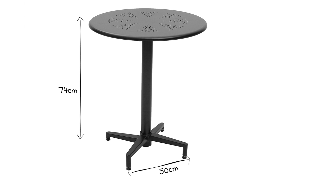 Table pliante ronde en mtal noir D60 cm DOTS