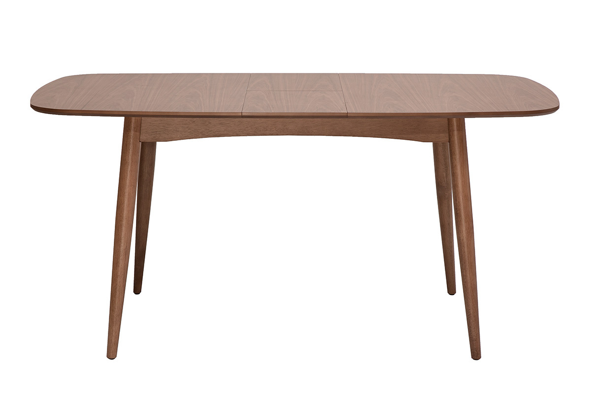 Table rectangulaire extensible avec rallonges int�gr�es en bois fonc� noyer L130-160 cm HELMA