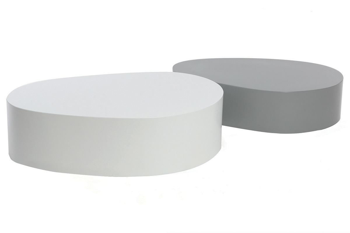 tables basses blanche et gris mat (lot de 2) CAMILLE