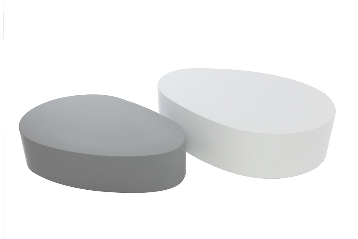 tables basses blanche et gris mat (lot de 2) CAMILLE