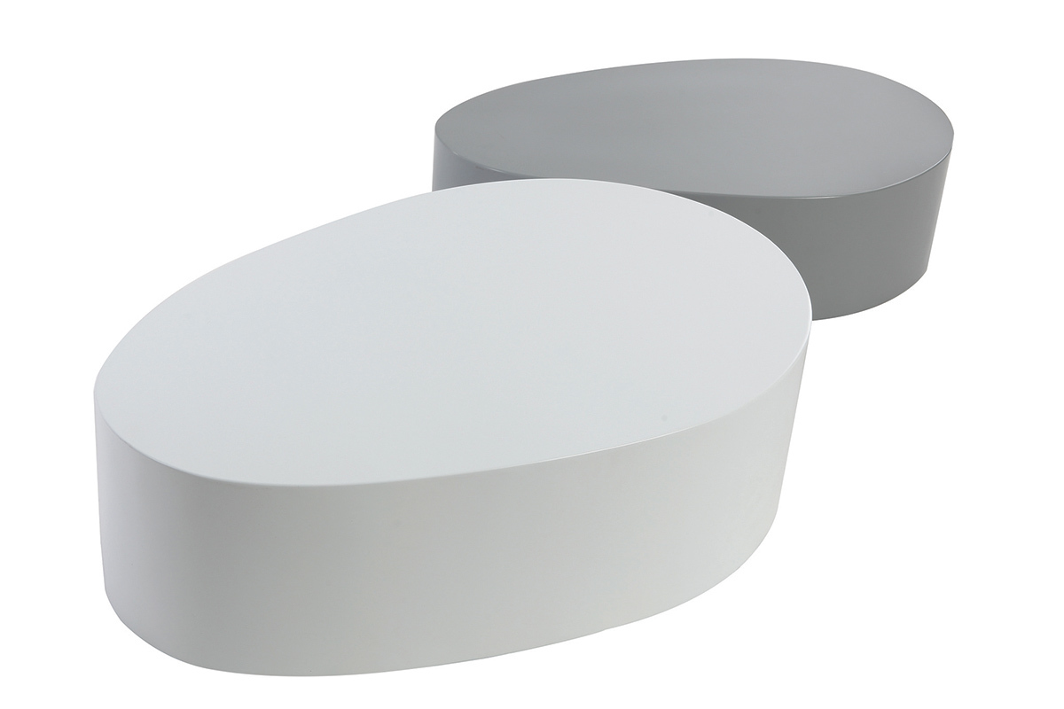 tables basses blanche et gris mat (lot de 2) CAMILLE