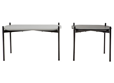 Tables basses design 75 et 50 cm gris/noir pieds m&eacute;tal - lot de 2 SEGA