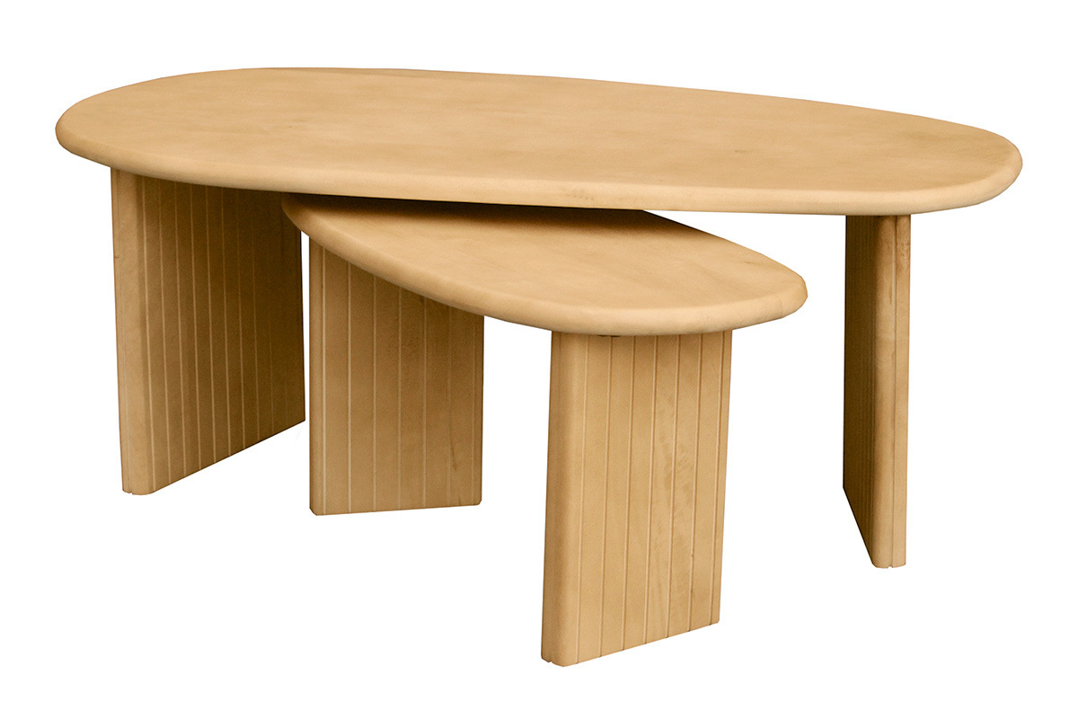 Tables basses gigognes bois clair manguier massif (lot de 2) MARBELLA
