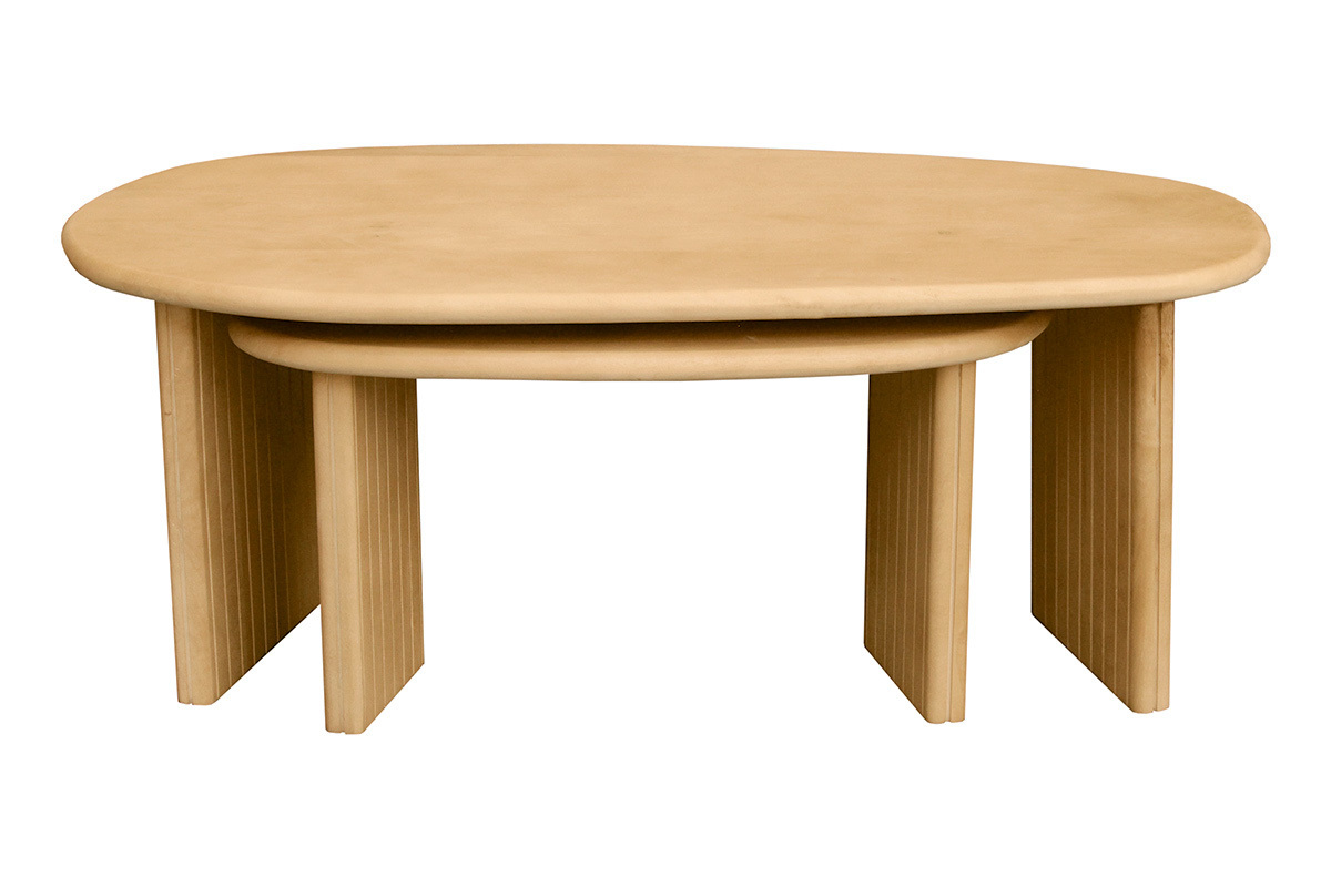 Tables basses gigognes bois clair manguier massif (lot de 2) MARBELLA