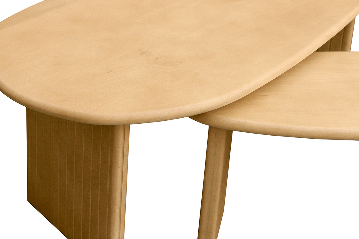 Tables basses gigognes bois clair manguier massif (lot de 2) MARBELLA