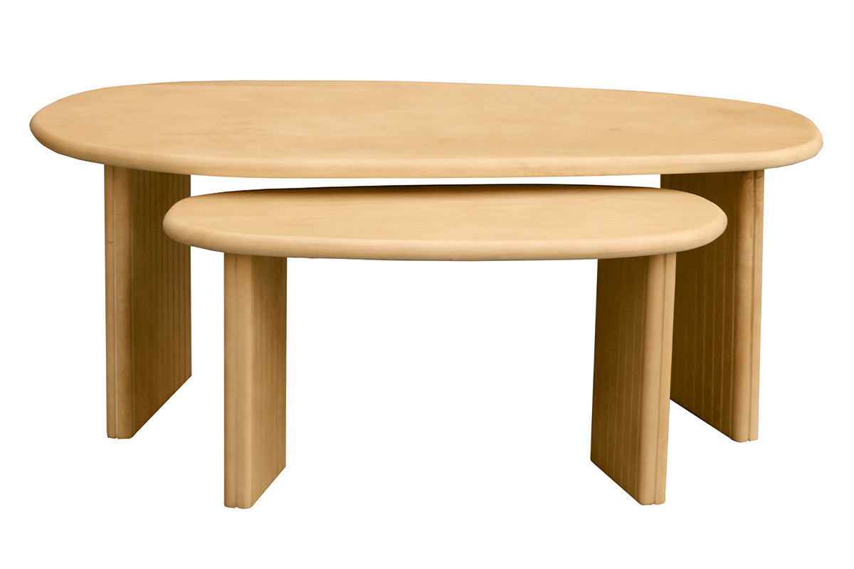Tables basses gigognes bois clair manguier massif (lot de 2) MARBELLA