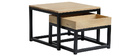 Tables basses gigognes carr&eacute;es en manguier et m&eacute;tal (lot de 2) FACTORY