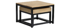 Tables basses gigognes carr&eacute;es en manguier et m&eacute;tal (lot de 2) FACTORY