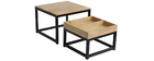 Tables basses gigognes carr&eacute;es en manguier et m&eacute;tal (lot de 2) FACTORY