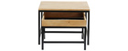 Tables basses gigognes carr&eacute;es en manguier massif et m&eacute;tal (lot de 2) RACK