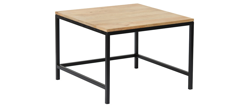 Tables basses gigognes carr�es en manguier massif et m�tal (lot de 2) RACK