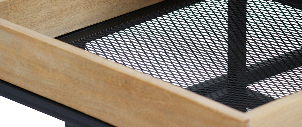 Tables basses gigognes carr�es en manguier massif et m�tal (lot de 2) RACK