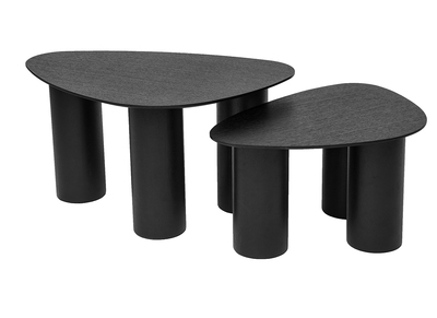 Tables basses gigognes design en bois noir (lot de 2) FOLEEN