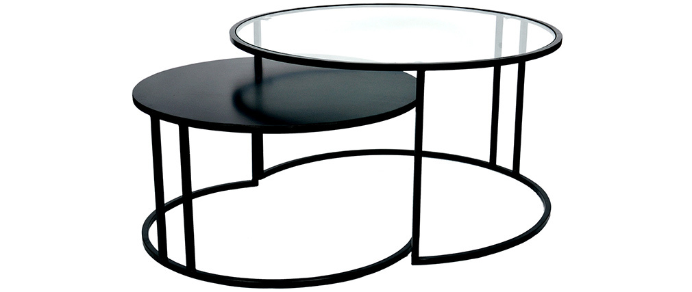 Tables basses gigognes design verre et m�tal TAHL - Miliboo & St�phane Plaza