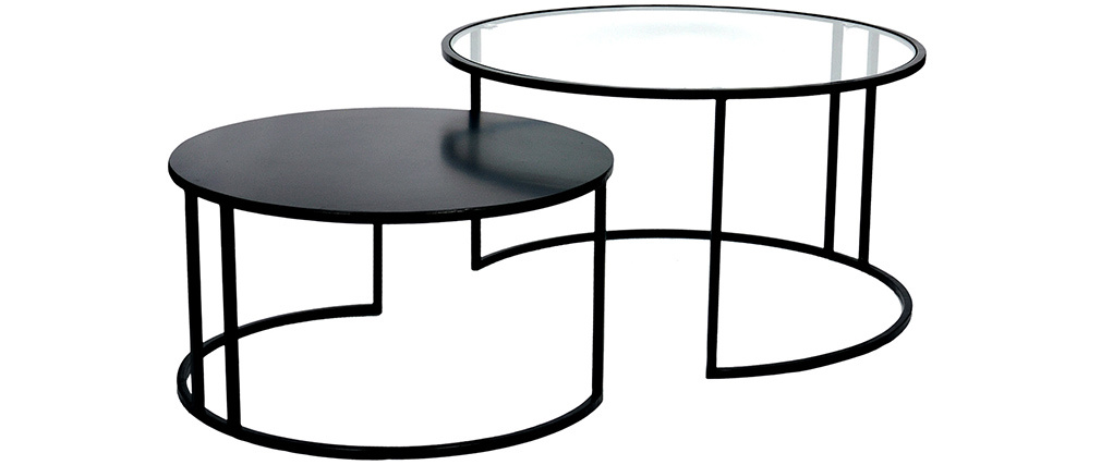 Tables basses gigognes design verre et m�tal TAHL - Miliboo & St�phane Plaza