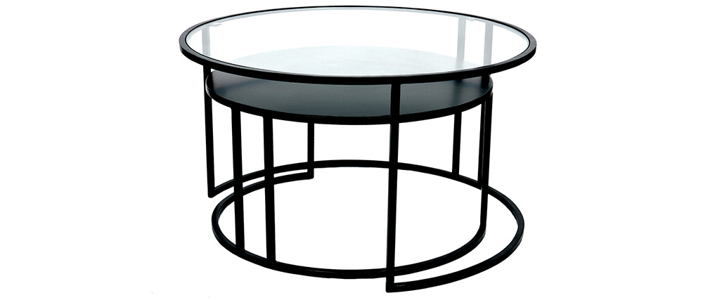 Tables basses gigognes design verre et m�tal TAHL - Miliboo & St�phane Plaza
