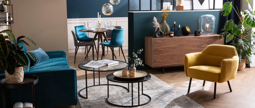 Tables basses gigognes design verre et m�tal TAHL - Miliboo & St�phane Plaza