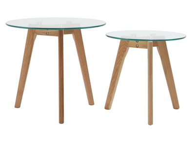 Tables basses gigognes en ch&ecirc;ne et verre (lot de 2) DAVOS