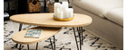 Tables basses gigognes en manguier massif et m&eacute;tal (lot de 2) VIBES