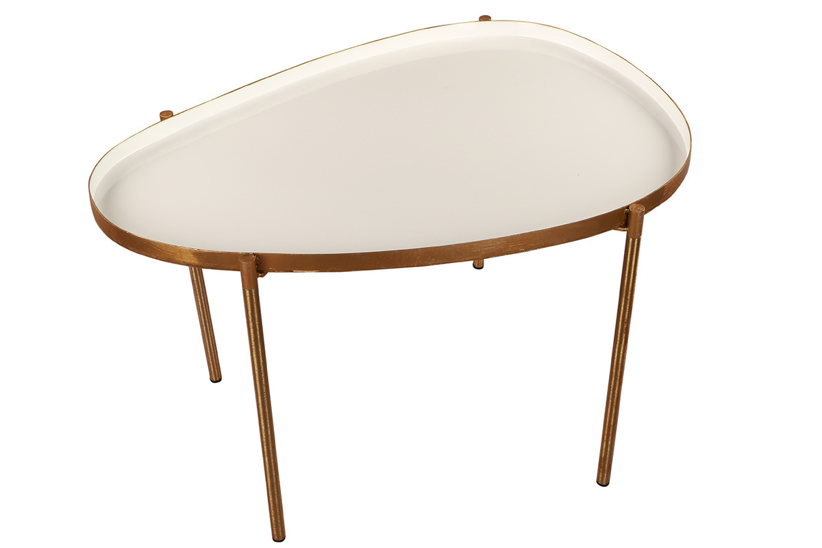 Tables basses gigognes laqu�es blanc, gris clair et gris fonc� (lot de 3) ZURIA