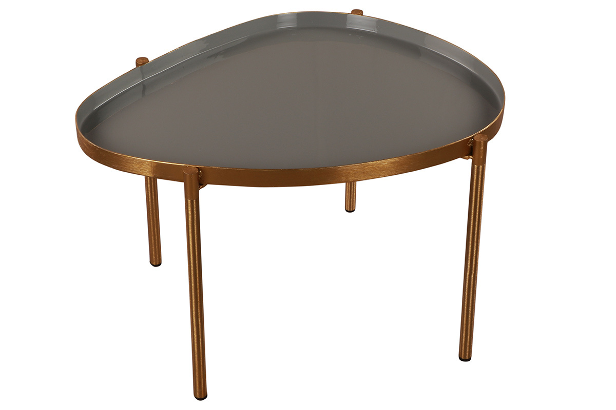 Tables basses gigognes laqu�es blanc, gris clair et gris fonc� (lot de 3) ZURIA