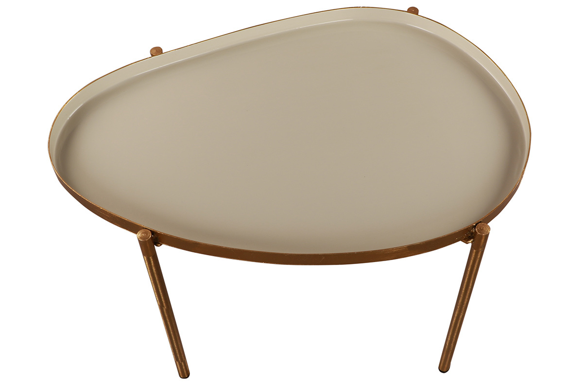 Tables basses gigognes laqu�es blanc, gris clair et gris fonc� (lot de 3) ZURIA