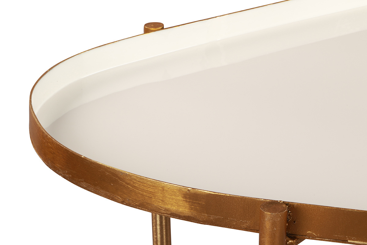 Tables basses gigognes laqu�es blanc, gris clair et gris fonc� (lot de 3) ZURIA