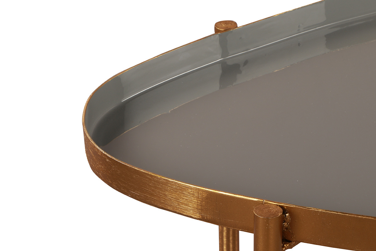 Tables basses gigognes laqu�es blanc, gris clair et gris fonc� (lot de 3) ZURIA