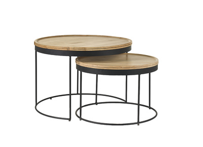 Tables basses gigognes manguier massif et m&eacute;tal LEDGE