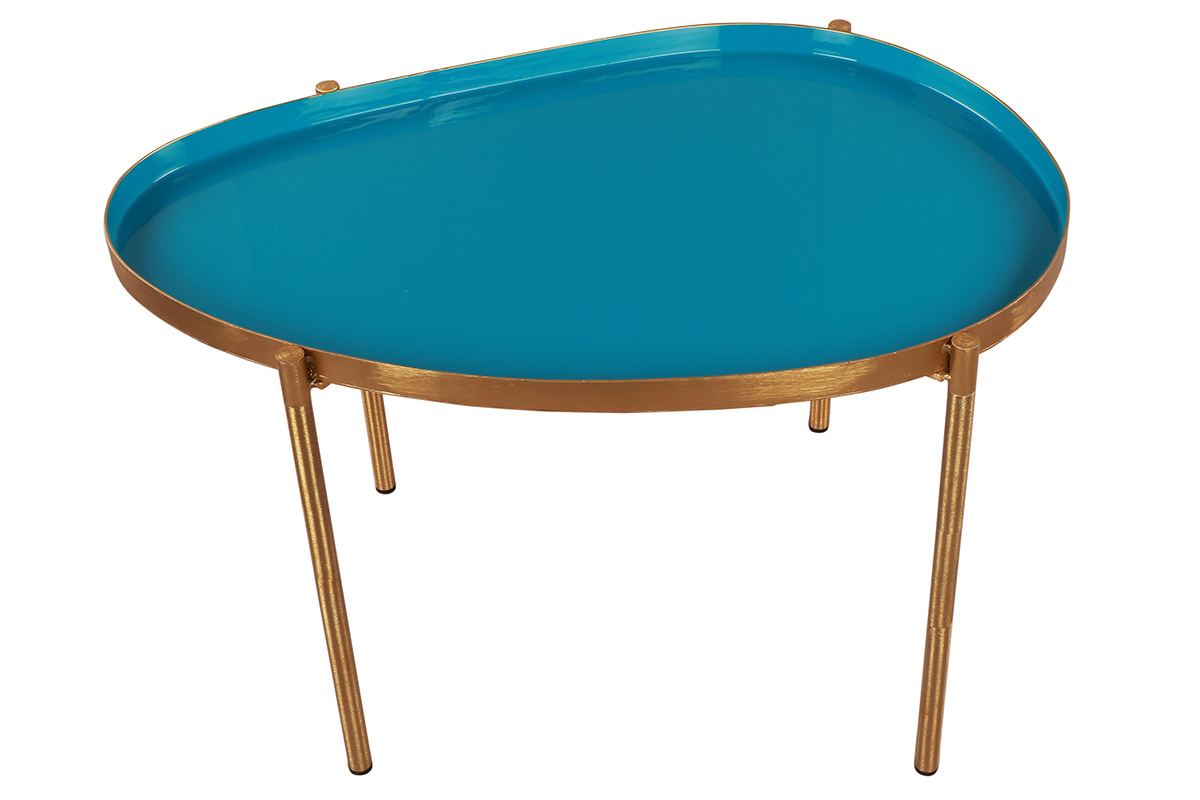 Tables basses gigognes moutarde, bleu canard et turquoise (lot de 3) ZURIA