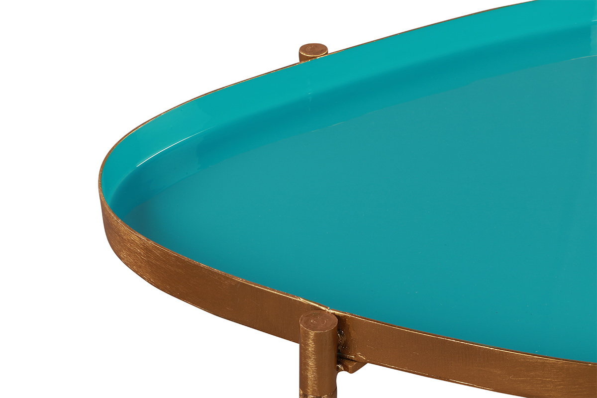 Tables basses gigognes moutarde, bleu canard et turquoise (lot de 3) ZURIA