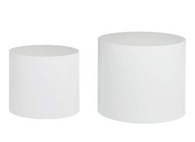 Tables basses gigognes ovales design finition blanc laqué brillant (lot de 2) FAMOSA
