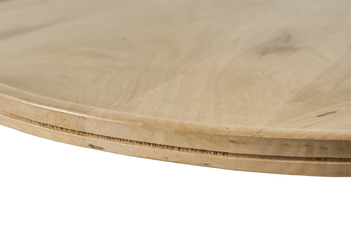 Tables basses gigognes rondes bois manguier massif et m�tal noir (lot de 2) LEDGE