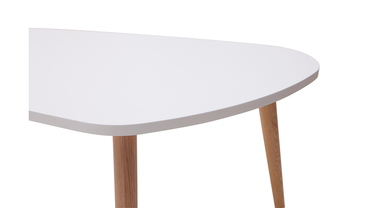 Tables basses gigognes scandinaves blanc et bois clair chêne massif (lot de 2) ARTIK