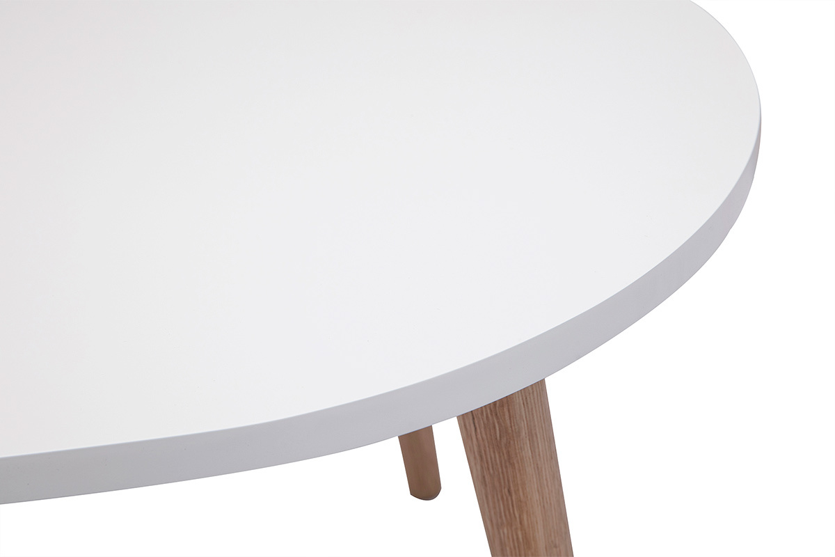 Tables basses gigognes scandinaves blanc et bois clair ch�ne massif (lot de 2) ARTIK