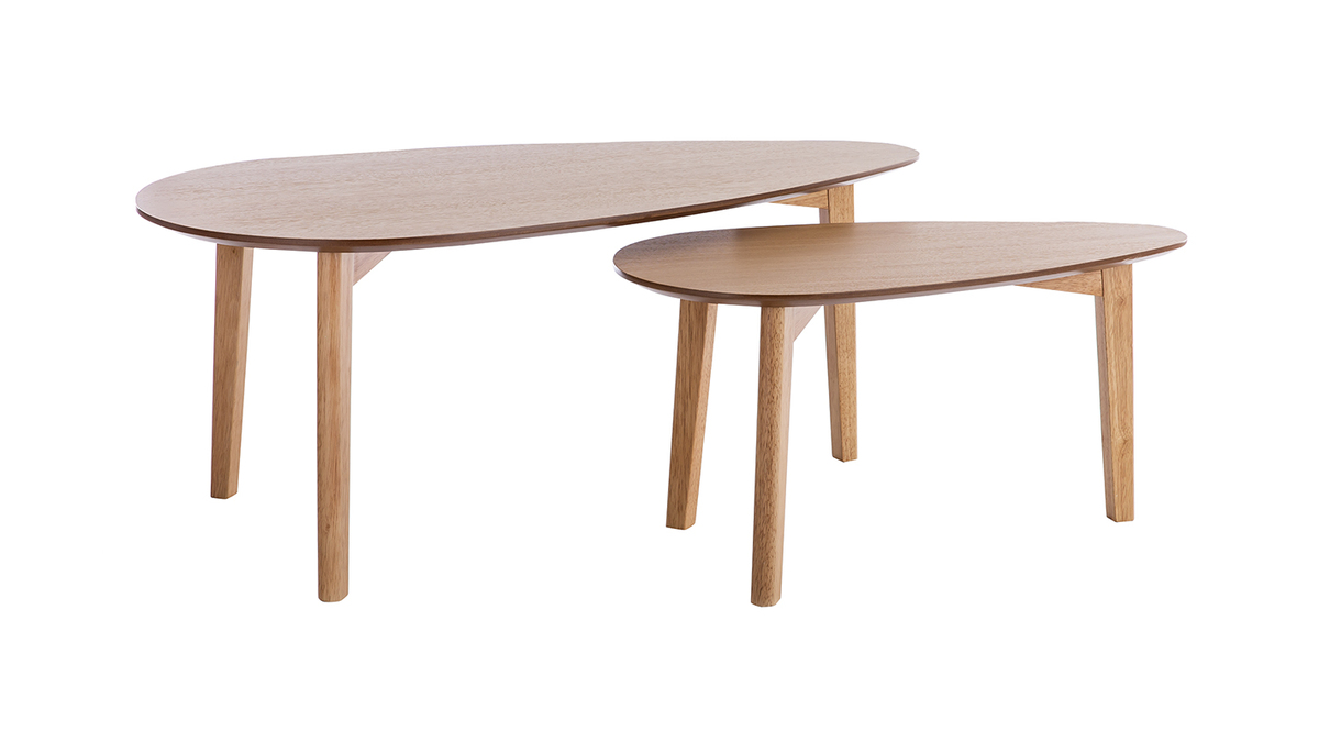 Tables basses gigognes scandinaves bois clair chne (lot de 2) ARTIK