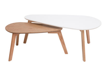 Tables basses gigognes scandinaves bois clair chêne et blanc (lot de 2) ARTIK