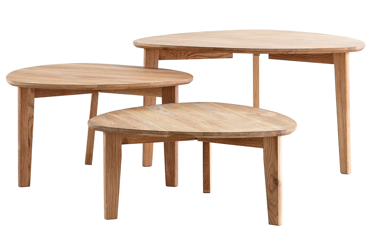 Tables basses gigognes scandinaves bois clair chne massif (lot de 3) TRIPLE
