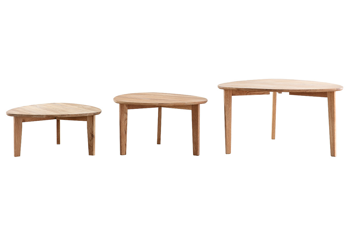 Tables basses gigognes scandinaves bois clair chne massif (lot de 3) TRIPLE