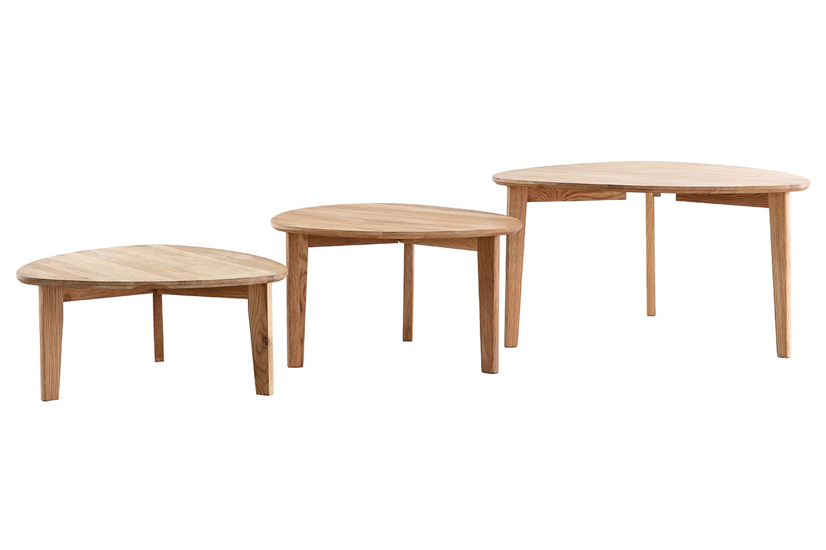 Tables basses gigognes scandinaves bois clair chne massif (lot de 3) TRIPLE