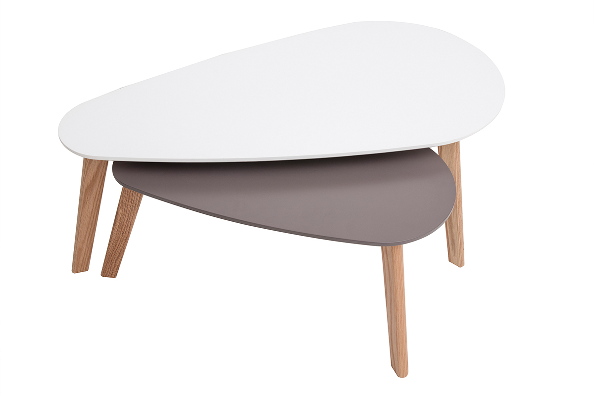 Tables basses scandinaves gris et blanc (lot de 2) ARTIK