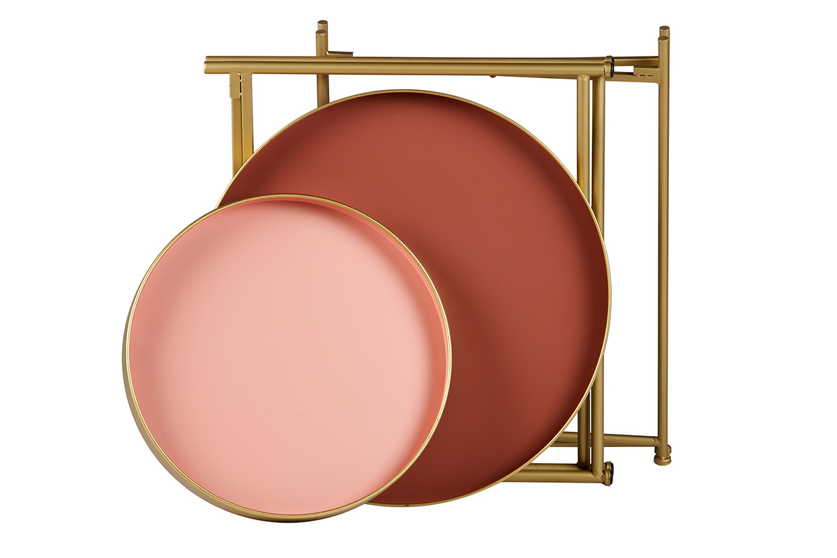 Tables d'appoint gigognes dor� et rose (lot de 2) PINKS