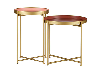 Tables d'appoint gigognes dor&eacute; et rose PINKS