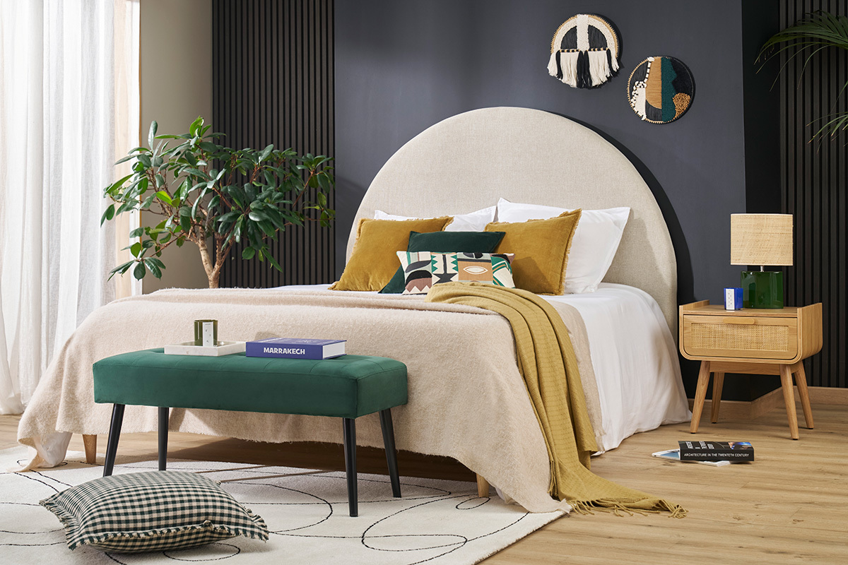 Tables de chevet avec tiroir en bois clair fr�ne et cannage rotin (lot de 2) ATH�NE