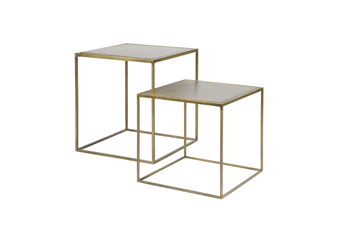 Tables gigognes design mtal laiton (lot de 2) ERINE