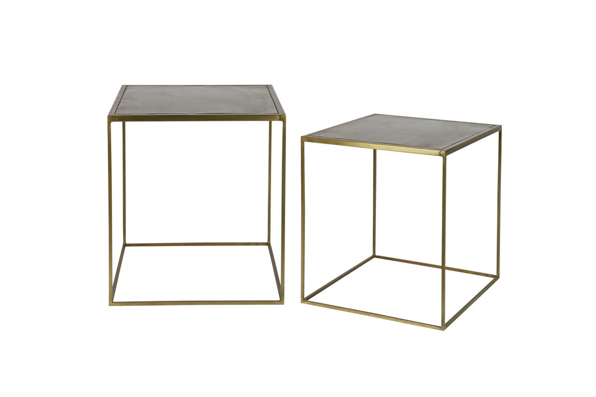 Tables gigognes design mtal laiton (lot de 2) ERINE