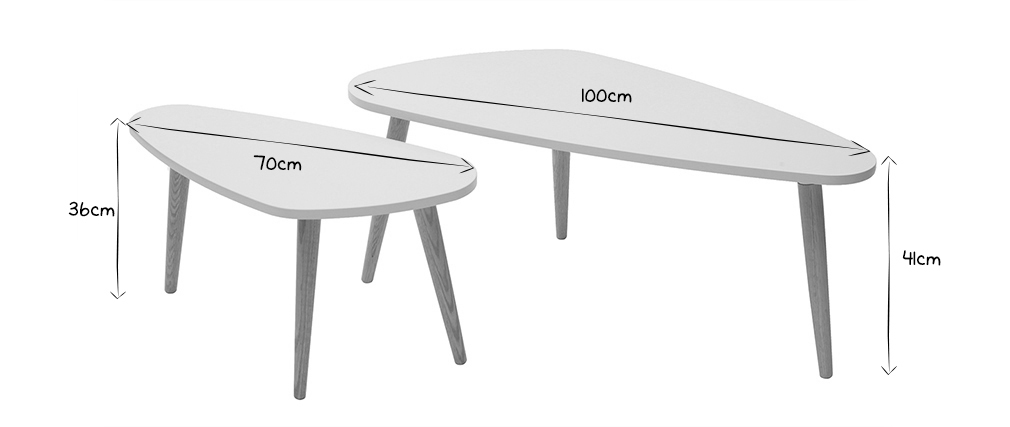 Tables gigognes scandinaves blanches et bois clair (lot de 2) ARTIK